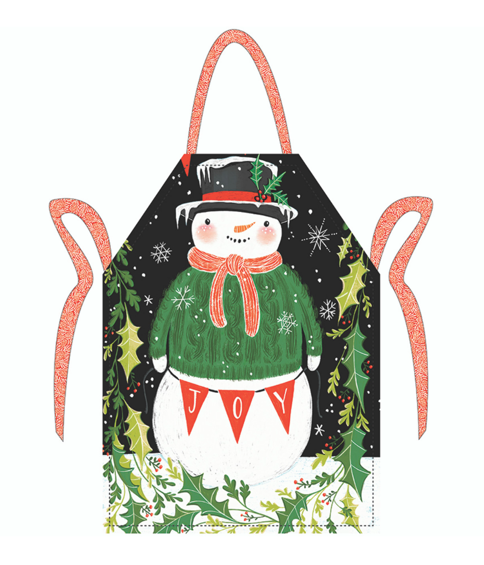 Festive reversible apron tutorial featuring a snowman design, perfect for DIY quilting and sewing projects