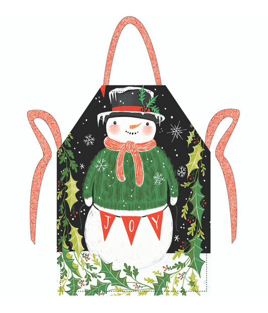 Festive reversible apron tutorial featuring a snowman design, perfect for DIY quilting and sewing projects