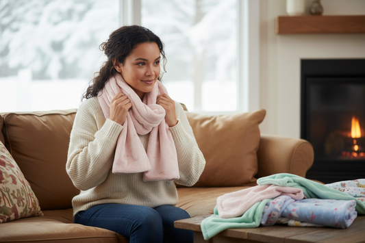 Cozy winter scarf and blankets made from luxury minky fabric for quilting and DIY inspiration