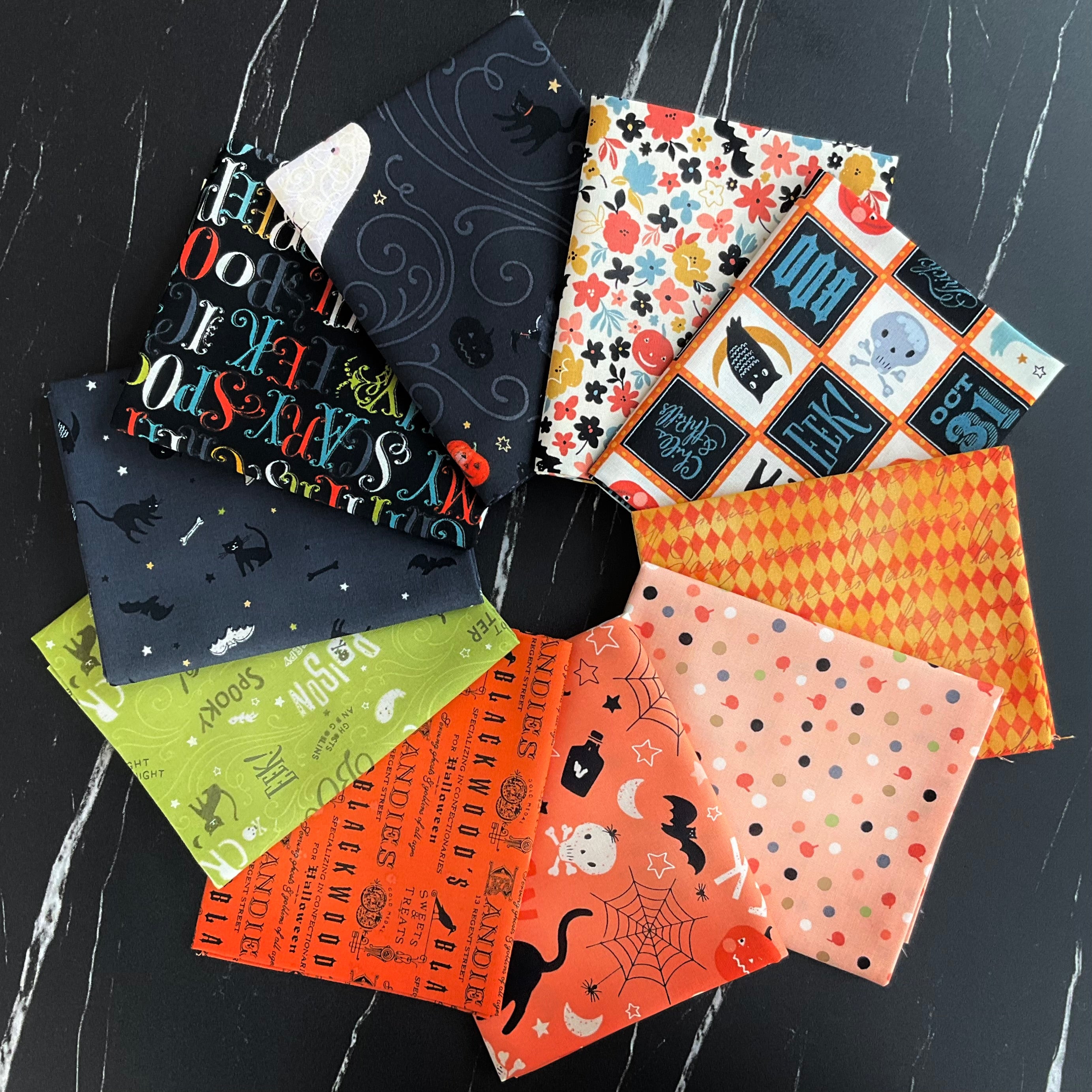 Fabric - Robert Kaufman - Wishwell - Boodacious Halloween - FAT QUARTER offers - bundle 16 fat quarters in bundle