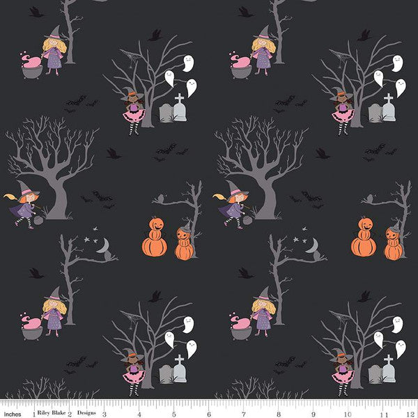 Spooky Schoolhouse by Melissa Mortenson: Main Charcoal Sparkle