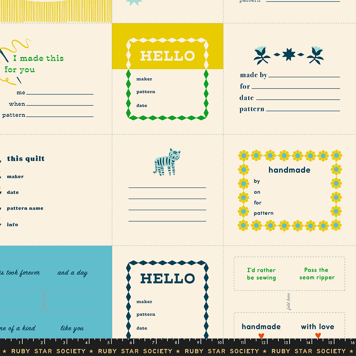 1-800-Calico by Alexia Marcelle Abegg : Thanks I Made This Panel Turquoise RS4165 15