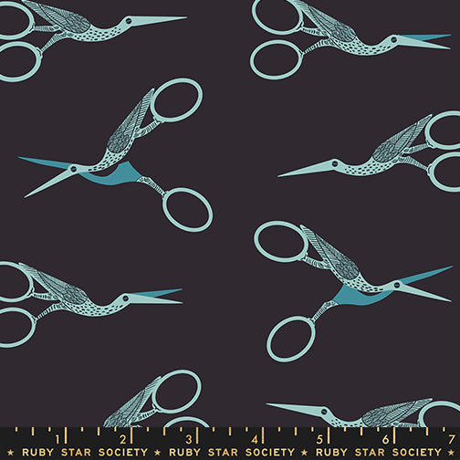 1-800-Notions by Ruby Star Society Collaborative REPRINT : Stork Scissors Soft Black RS5216 15