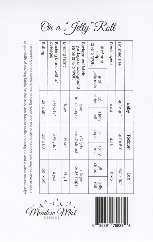 On A Jelly Roll Quilt Pattern by Meadow Mist Designs