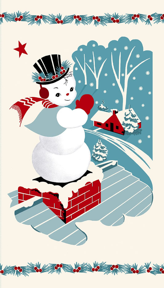 Winter in Snowtown by Stacey West : 24 Inch Snowman Panel 1228P-18