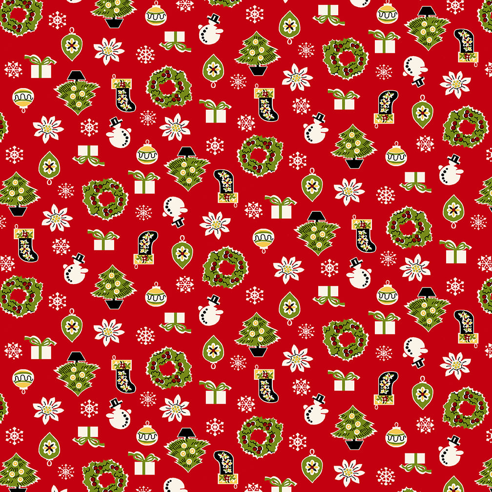 My Childhood Christmas by Stacy West - Christmas Motifs Red 1404-88