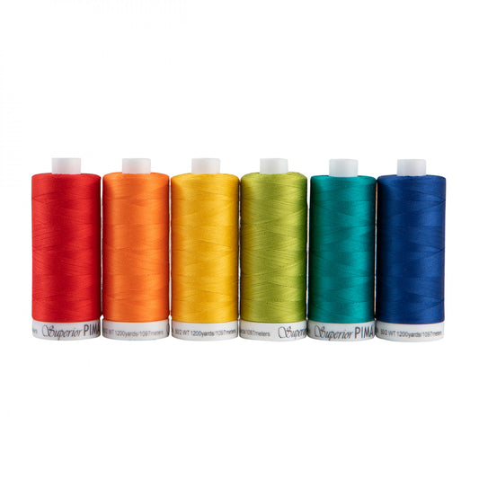 Superior PIMA 50wt Cotton Thread Set Six 1,200 yd Spools - Special Order