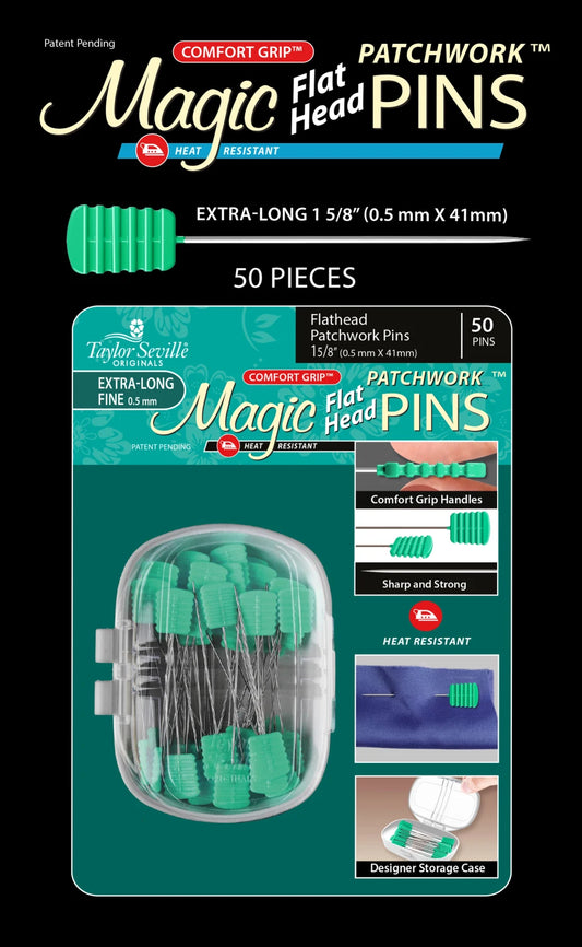 Magic Pins Flat Head Patchwork Extra Long 50pc