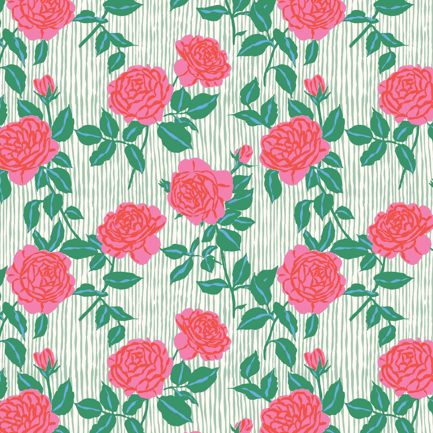 Summer's End by Emily Taylor : Rain Roses Green/Pink 229740