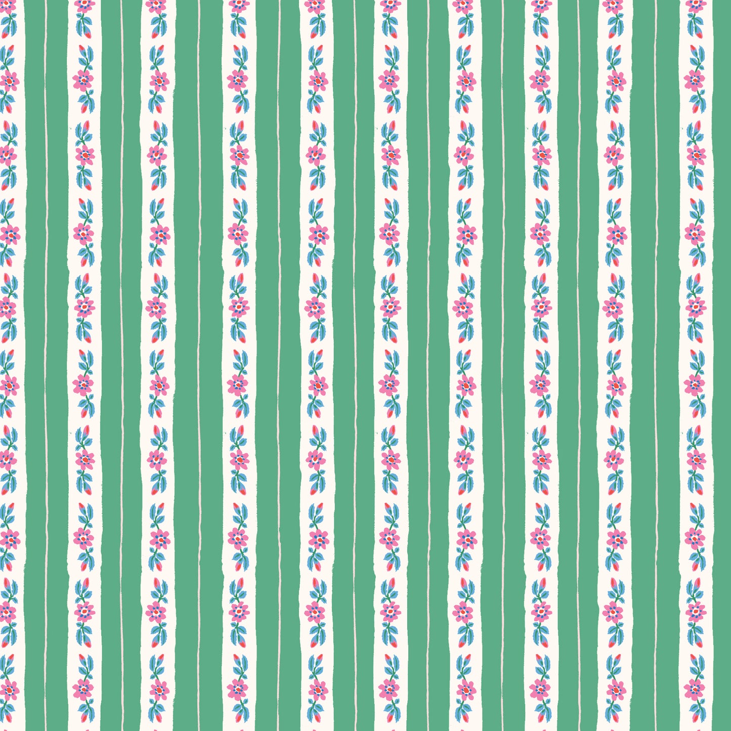 Summer's End by Emily Taylor : Rosy Ribbon Stripe Green 229745