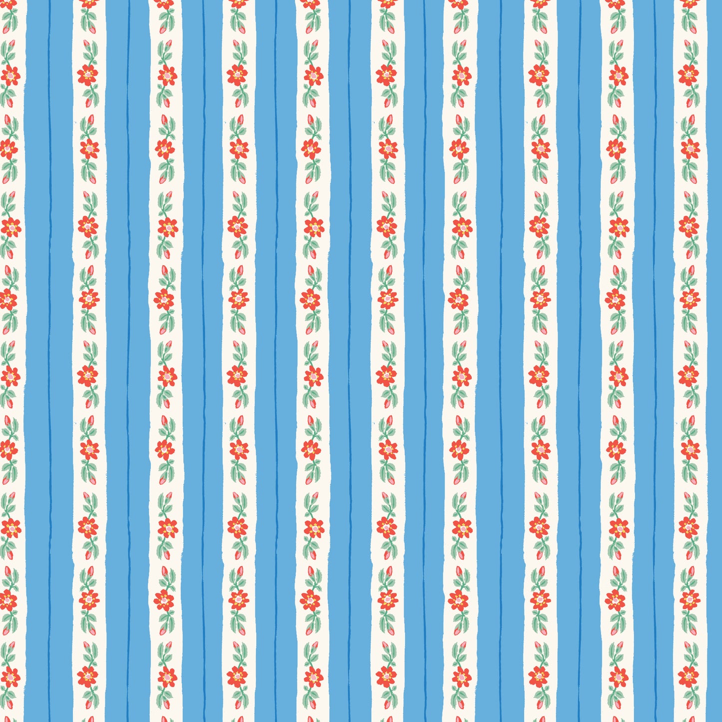 Summer's End by Emily Taylor : Rosy Ribbon Stripe Blue 229746