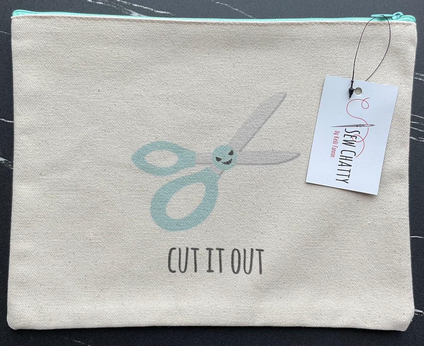 Sew Chatty Canvas Cosmetic Bag- Cut It Out