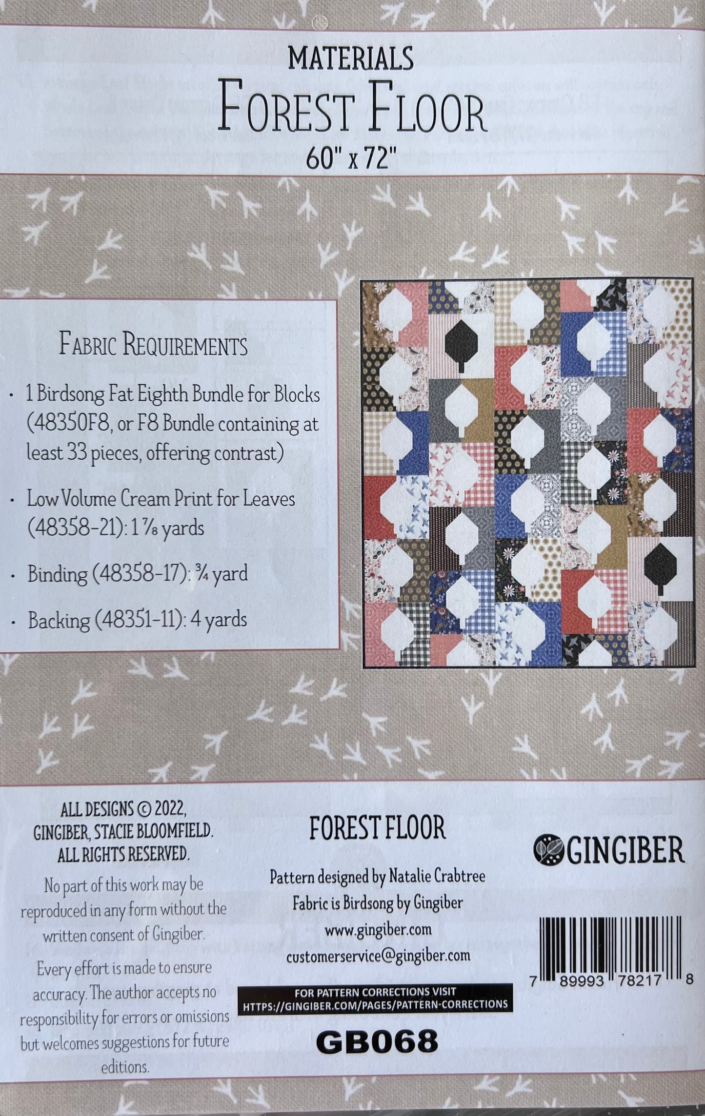 Gingiber : Forest Floor Printed Quilt Pattern by Natalie Crabtree