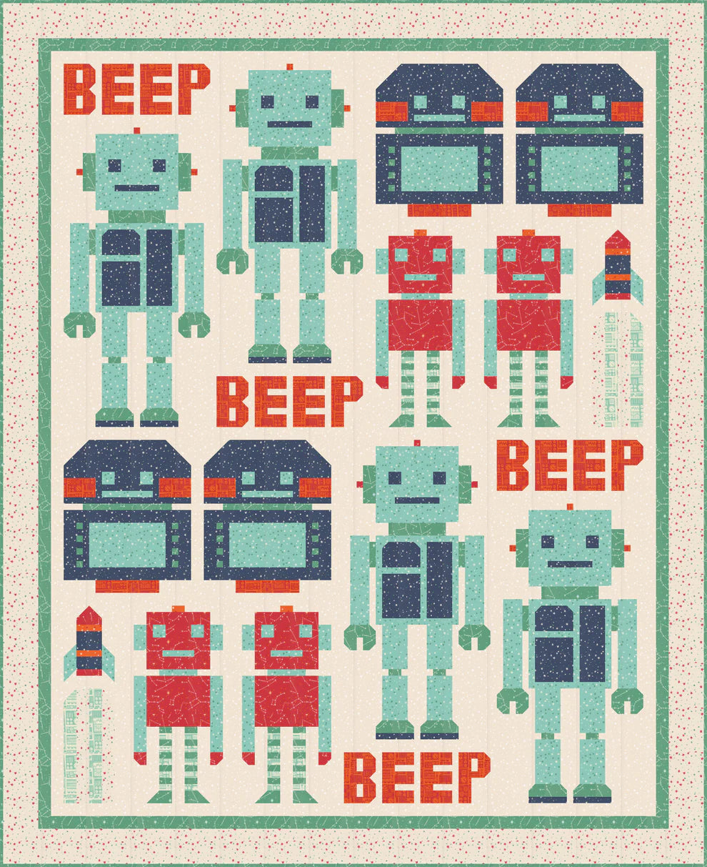 321 Blast Off by Stacy Iest Hsu : Beep Beep Quilt Front Shop Sample