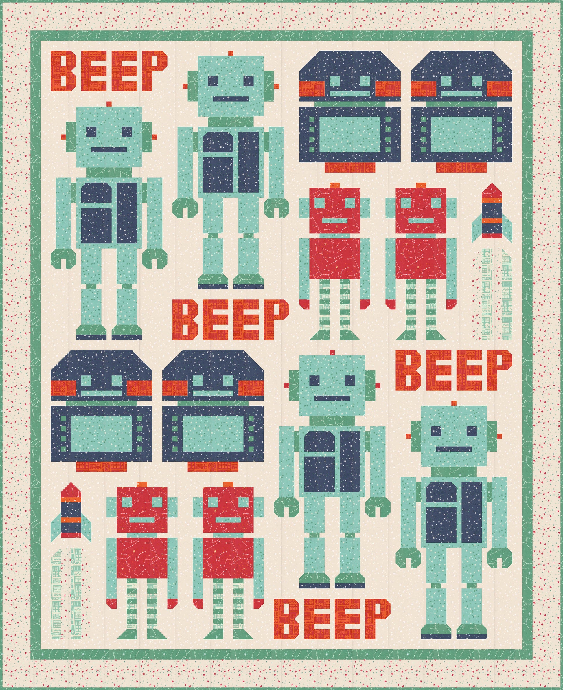 321 Blast Off by Stacy Iest Hsu : Beep Beep Quilt Kit