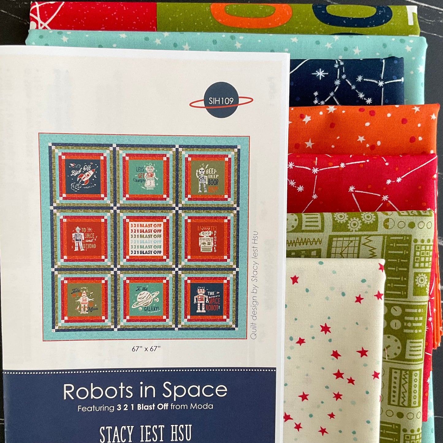321 Blast Off by Stacy Iest Hsu : Robots in Space Quilt Kit