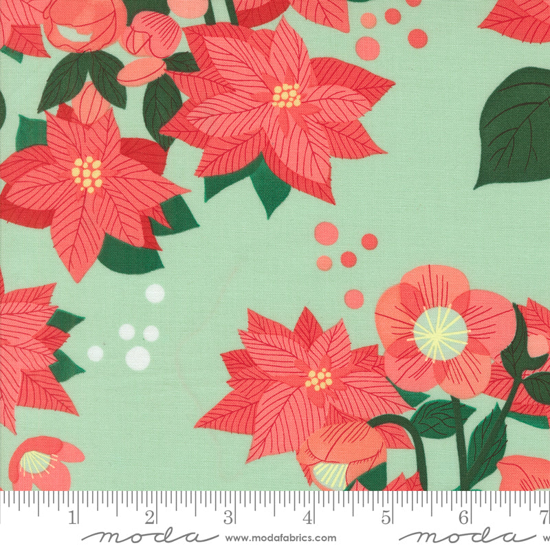 Tiny Christmas by Lizzy House - Poinsettia Florals Mint 37130 16 (Estimated Arrival June 2025)