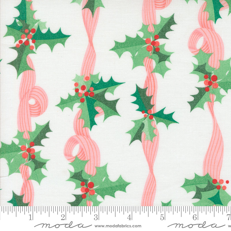 Tiny Christmas by Lizzy House - Holly Stripes Snow 37133 11 (Estimated Arrival June 2025)