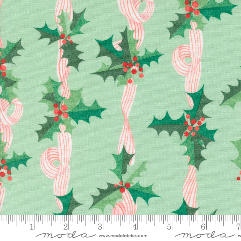 Tiny Christmas by Lizzy House - Holly Stripes Mint 37133 16 (Estimated Arrival June 2025)