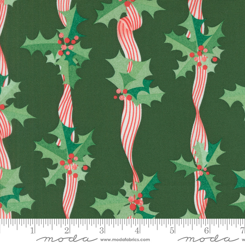 Tiny Christmas by Lizzy House - Holly Stripes Pine 37133 19 (Estimated Arrival June 2025)