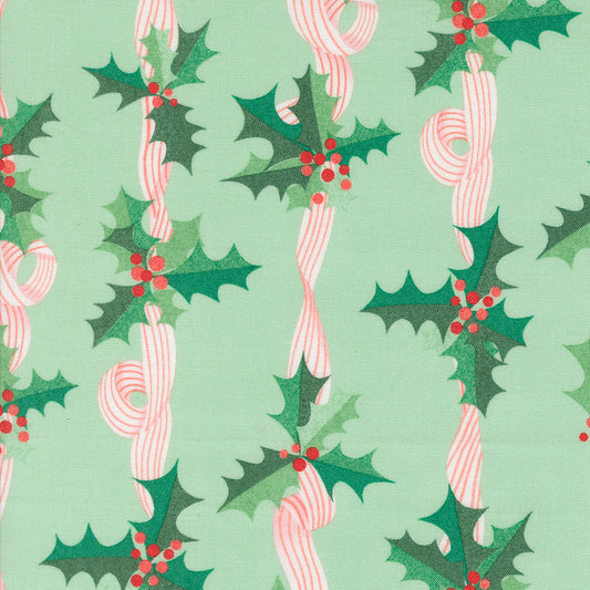 Tiny Christmas by Lizzy House - Holly Stripes Mint 37133 16 (Estimated Arrival June 2025)