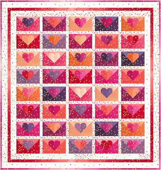 I Heart Ombre Metallic by V & Co. : Love Letters Quilt Kit (Estimated Ship Date Aug. 2024)