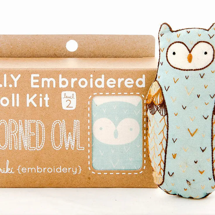 Horned Owl Embroidery Doll Kit