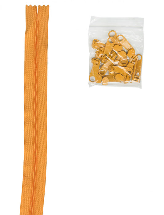 4 Yards of 16mm #4.5 Zipper Chain and 16 Ex-Large Papaya # ZIPYD-290 - Special Order