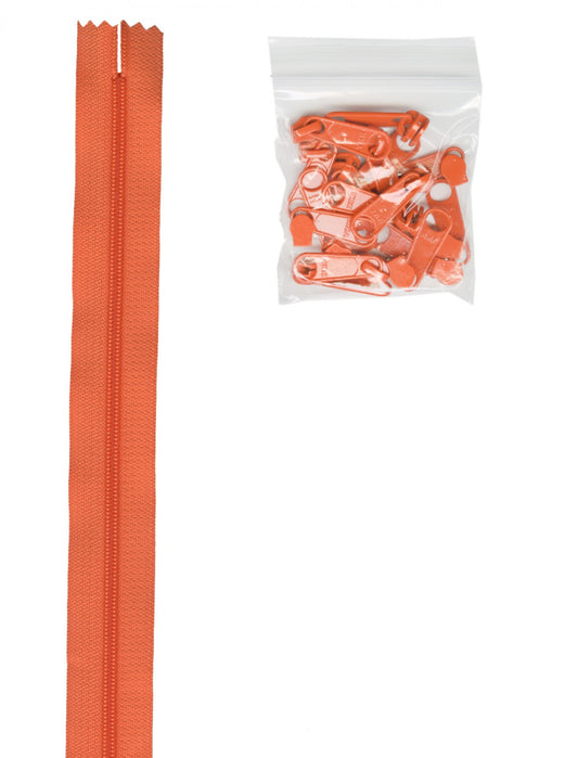 4 Yards of 16mm #4.5 Zipper Chain and 16 Ex-Large Pumpkin # ZIPYD-287- Special Order