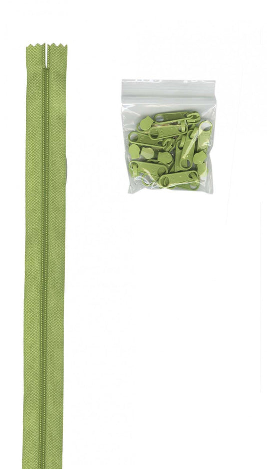 4 Yards of 16mm #4.5 Zipper Chain and 16 Extra-Large Coordinated Pulls Chartreuse # ZIPYD-198- Special Order
