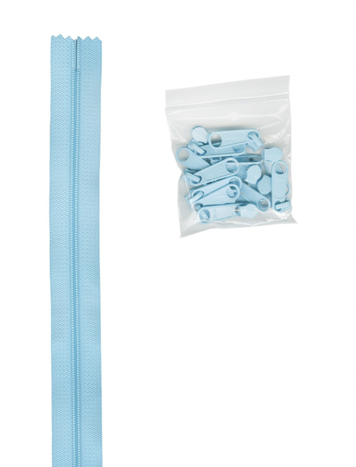 4 Yards of 16mm #4.5 Zipper Chain and 16 Extra-Large Coordinated Pulls Robin Egg # ZIPYD-213- Special Order