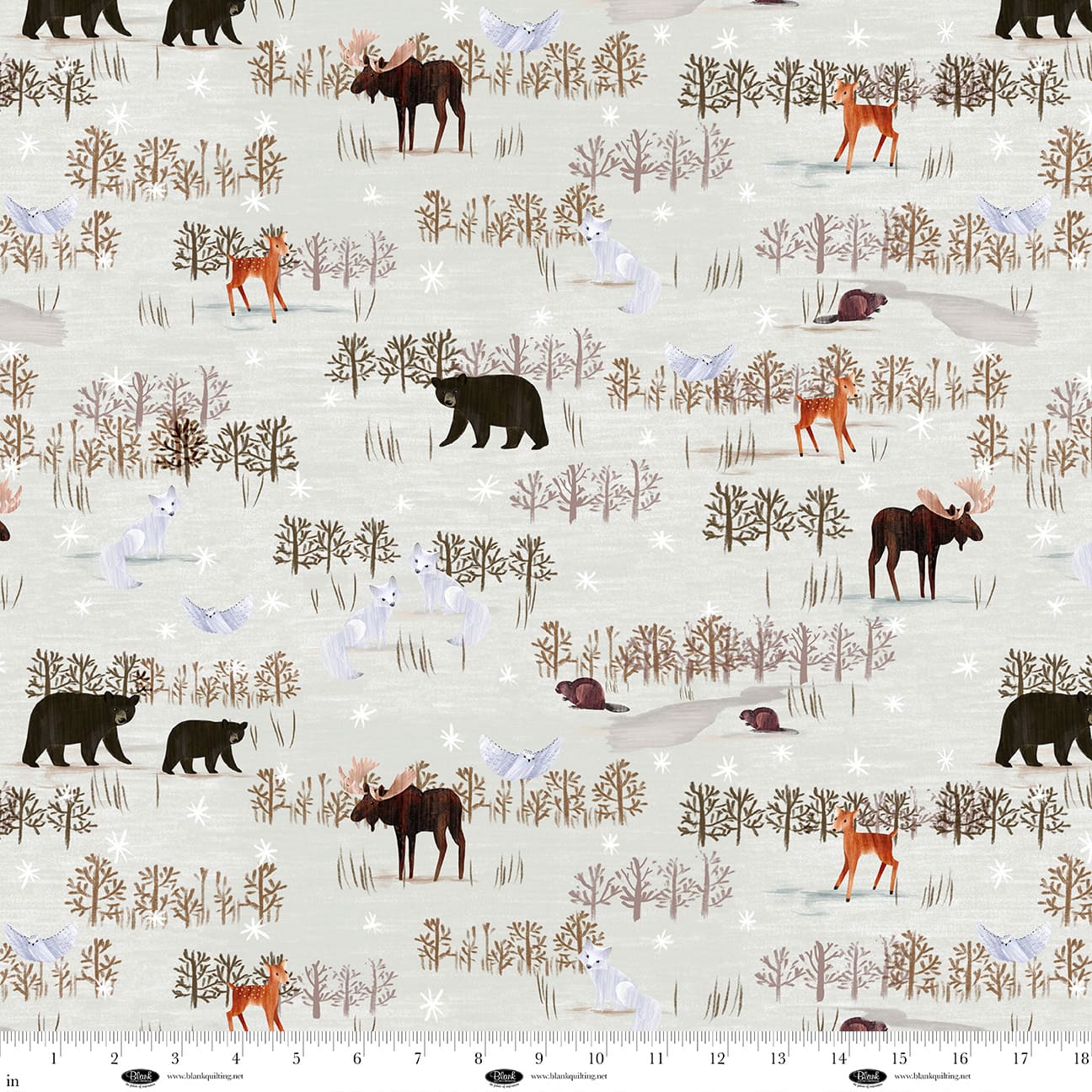 Chill Factor Flannel by Raquel Maciel : Scenic Forest Animals Ice 4239F-90