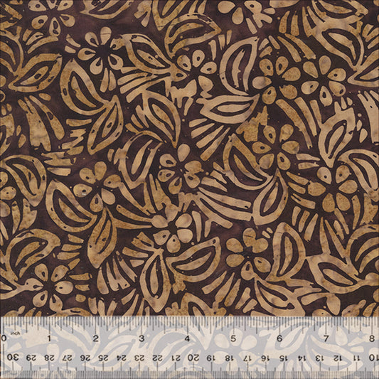 Splendor Quiltessentials 7 Batiks by Anthology Fabrics :  Hibiscus Mocha 445Q-5 (Estimated Ship Date Sept. 2024)