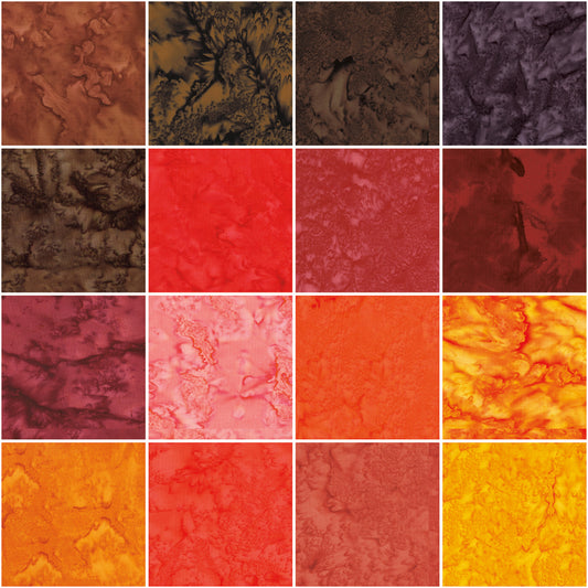 Batik Hand Dyes Warm Glow by RBD Collection - 5” Charm Pack (Expected February 2025)