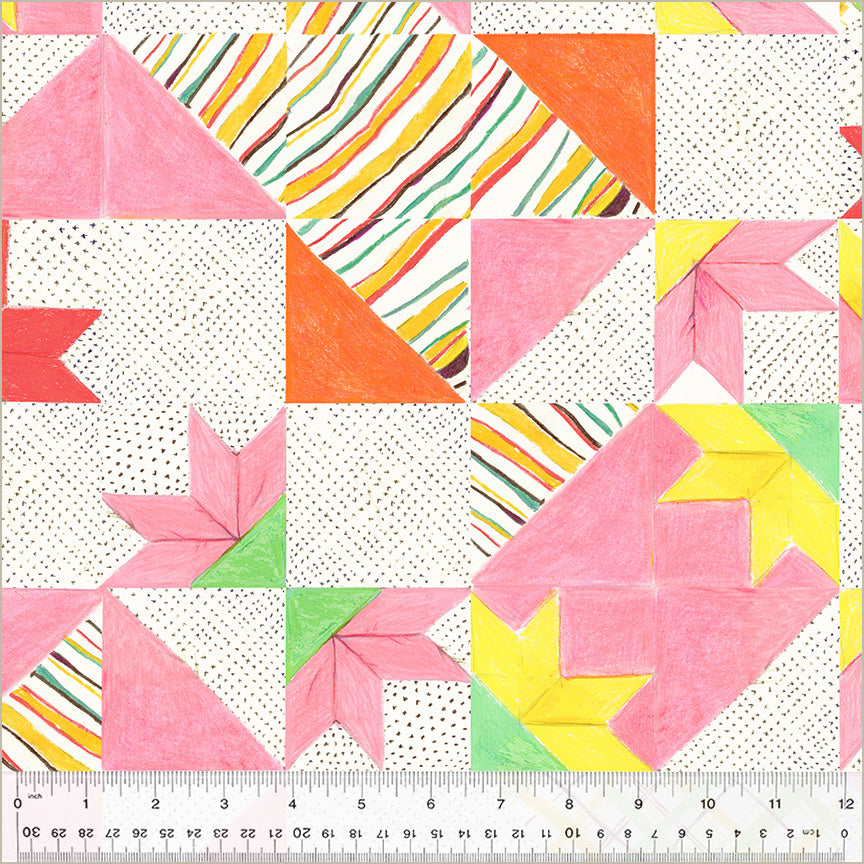 Heather Ross by Hand : Bee's Quilt White 54248D-1  (Estimated Arrival Nov.2024)