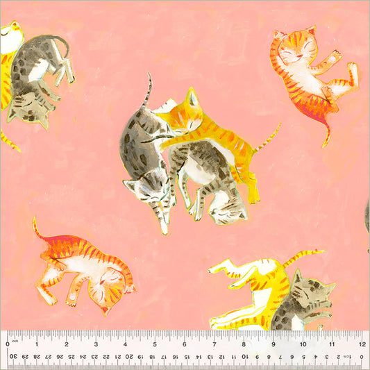 Heather Ross by Hand : Barn Kittens Salmon 54251D-3