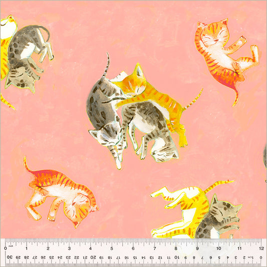 Heather Ross by Hand : Barn Kittens Salmon 54251D-3 (Estimated Arrival Nov.2024)
