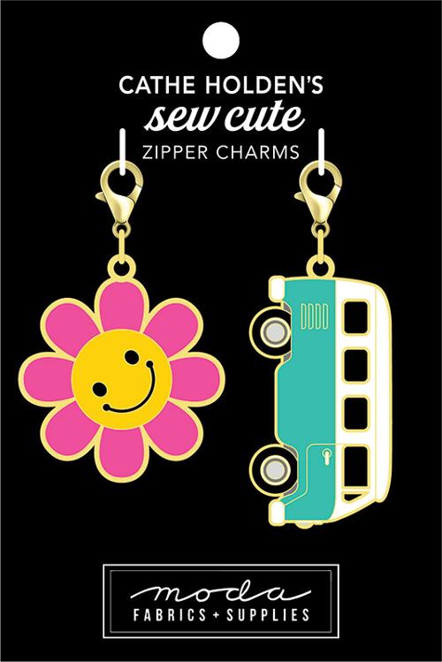 Cathe Holden Zipper Pulls : Flower Bus Zipper Charms CH124