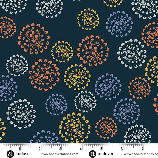 Conway Cottage by Karen Lewis Textiles : Bunches Navy A1415-K (Estimated Arrival April 2025)