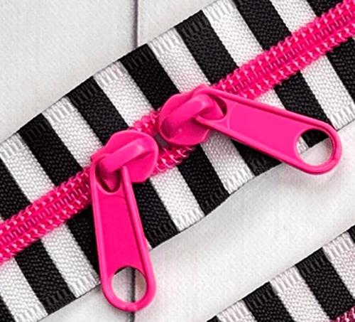 Black & White 30" Zipper : Black & White Zipper Tape and Pink Teeth and Pull SSCZ01