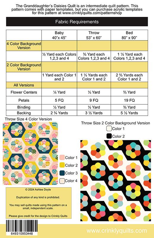 Grandaughter's Daisies Quilt Pattern by Crinkly Quilts