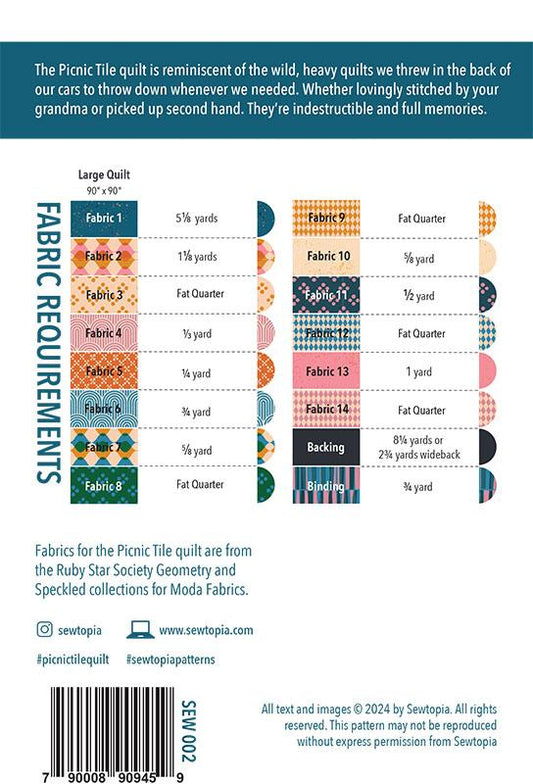 Picnic Tile Quilt Pattern by Sewtopia