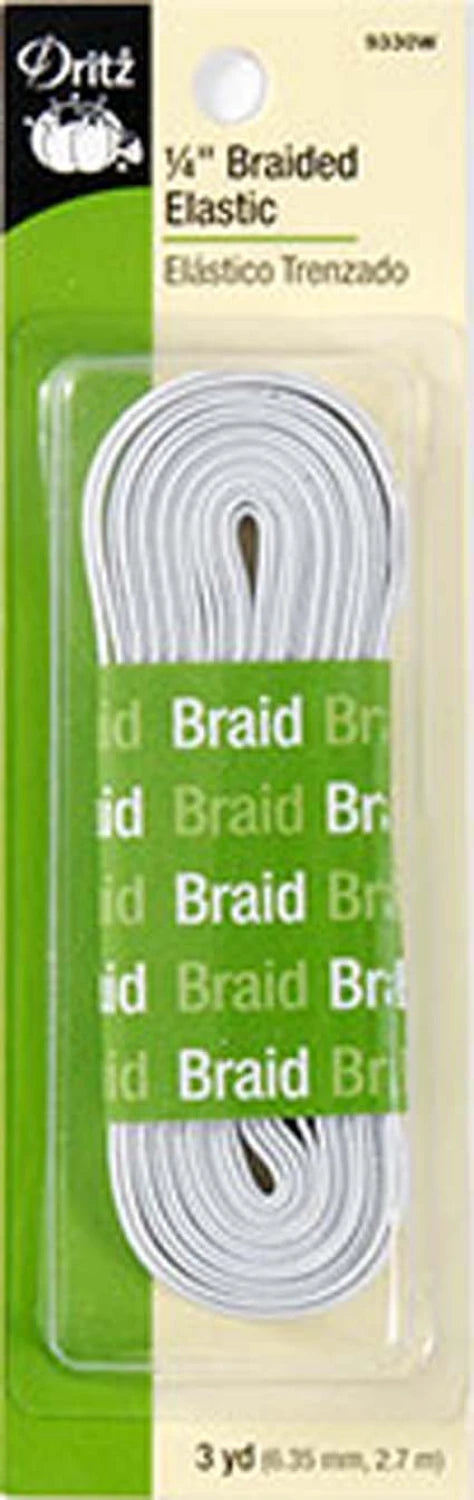 Dritz White Braided Elastic 1/4in x 3 yds
