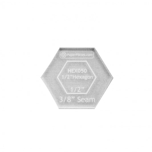 Hexagon Acrylic Fabric Cutting Template 1/2in  # ACRHEX050 - Special Order