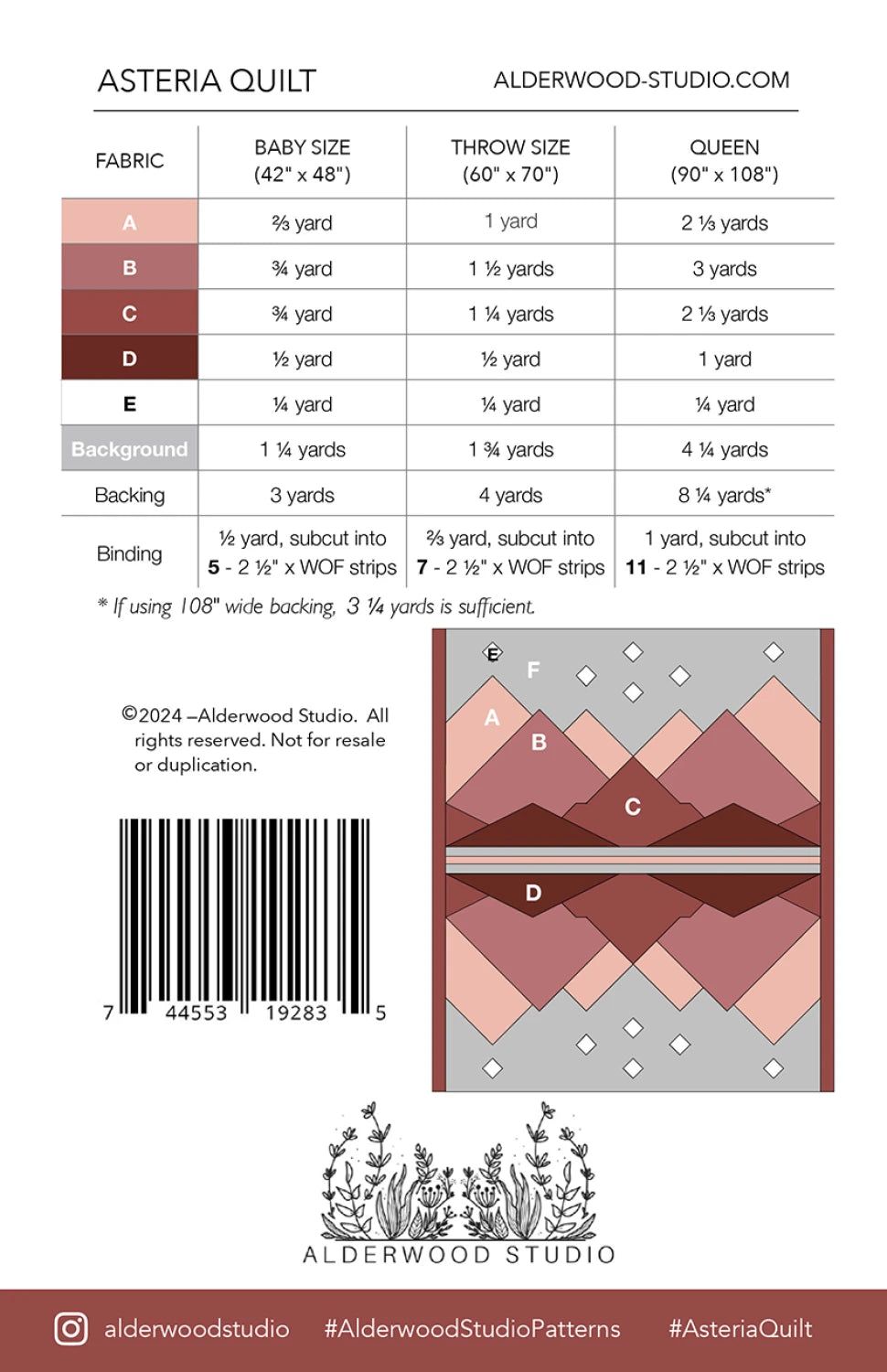 Asteria Quilt Pattern by Alderwood Studio