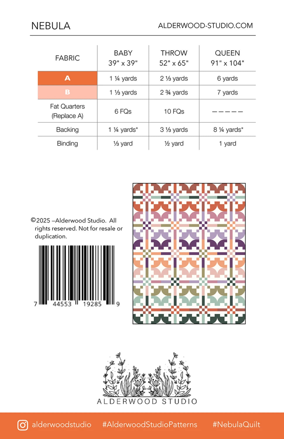 Nebula Quilt Pattern by Alderwood Studio