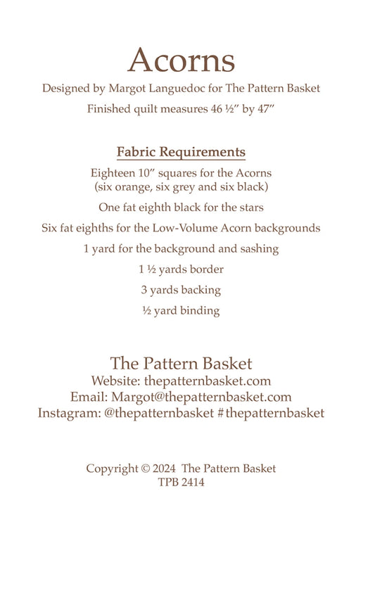 Acorns Quilt Pattern by the Pattern Basket