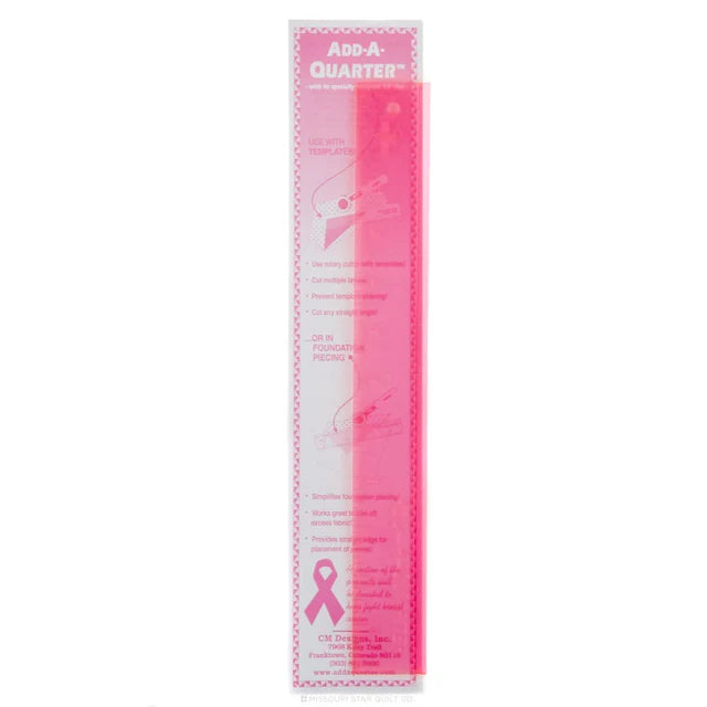 Add A-Quarter Ruler 1 1/2in x 12in Pink For Breast Cancer Awareness # CM12-PNK - Special Order
