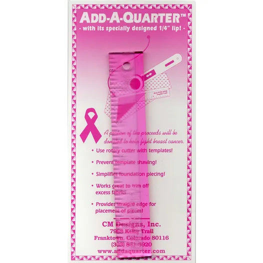Add A-Quarter Ruler 1in x 6in Pink For Breast Cancer Awareness # CM06-PNK - Special Order