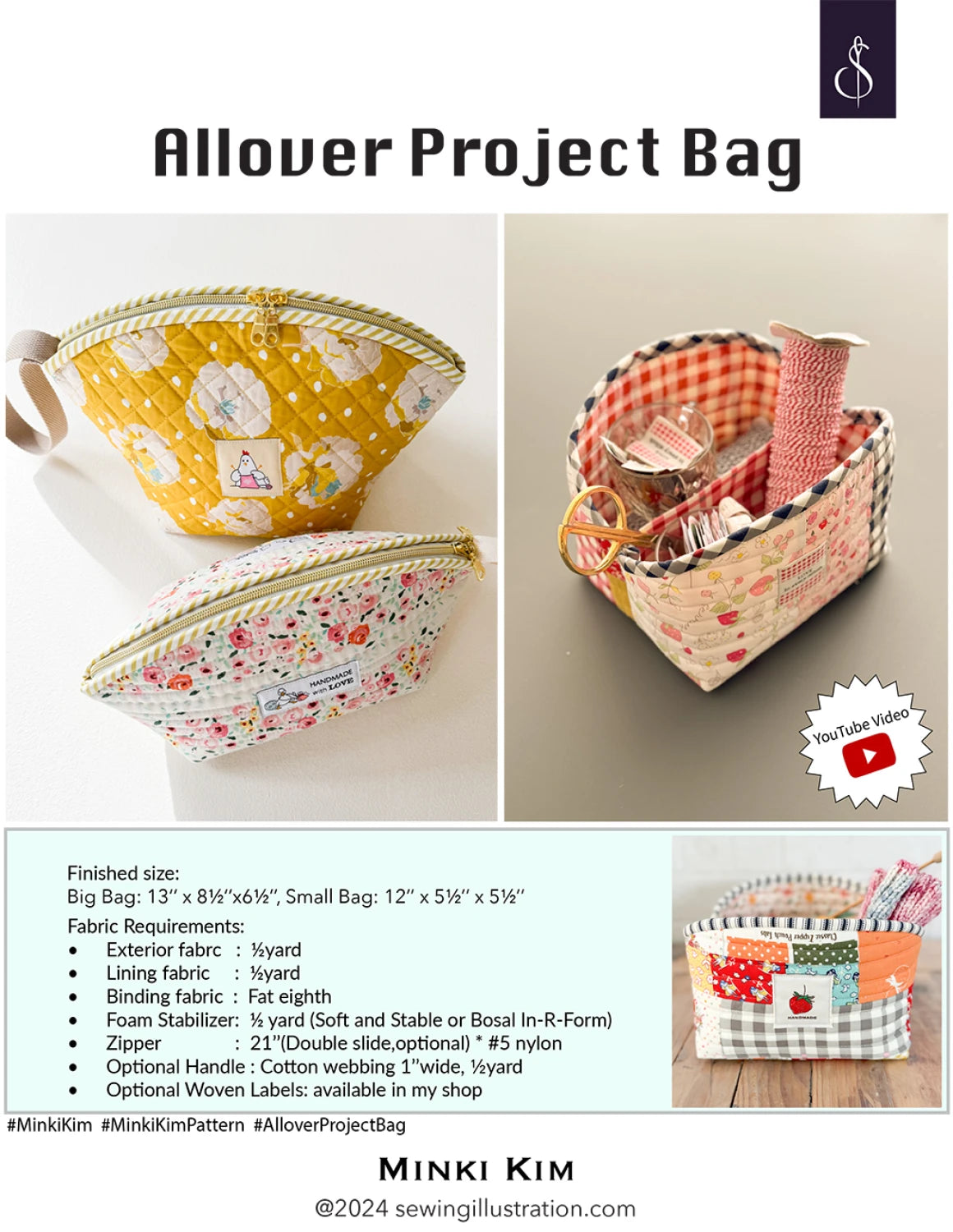 Allover Project Bag Pattern by Minki Kim SI-BP7 - Special Order